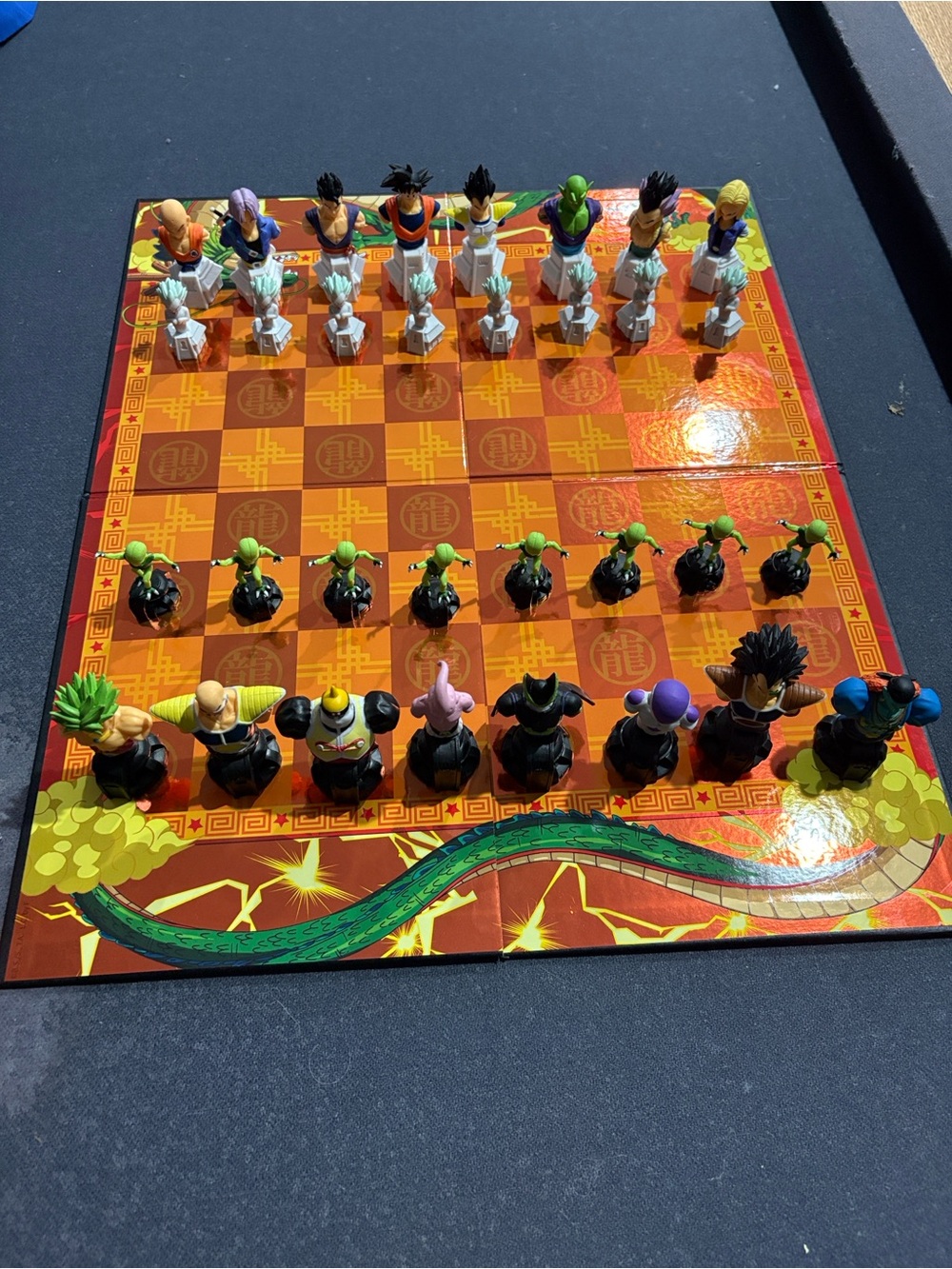 Dragon Ball Z collectors chess set. Chess Set - Brown and Green- complete set